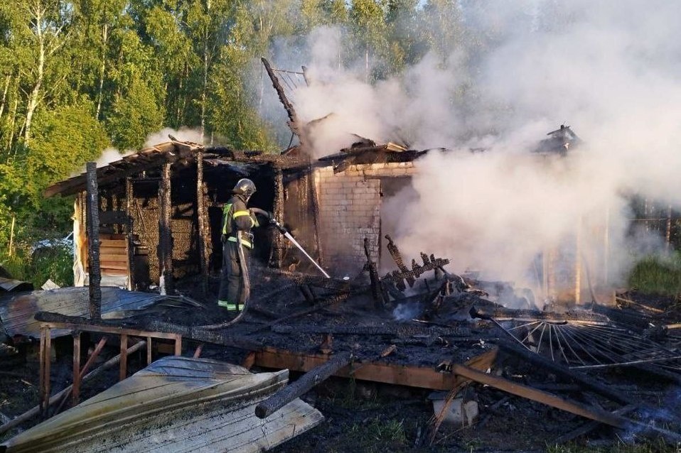 Садовый домик на Бору сгорел из-за грозы