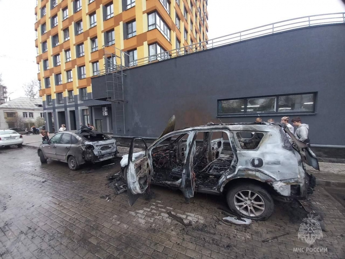 Машина загорелась около детской площадки в Нижнем Новгороде - фото 1