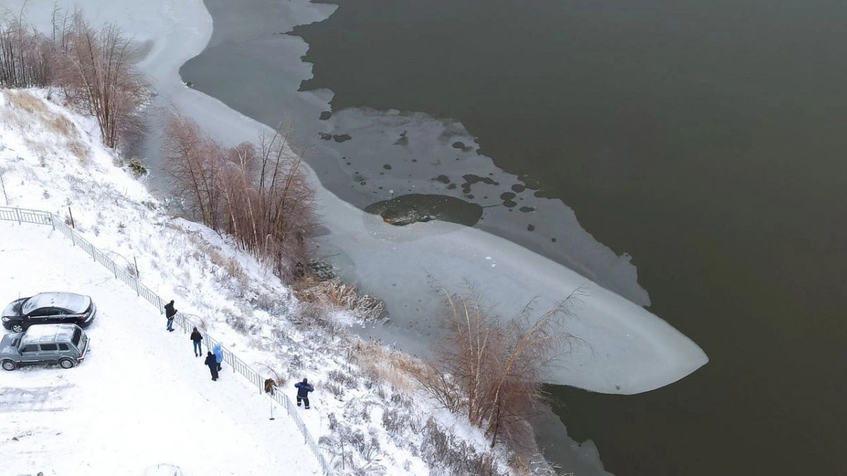 Дворник в ЖК Бурнаковский спас провалившуюся под лед собаку - фото 1